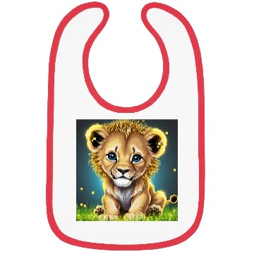 Discover Glowing Pixel Lion Cub Illustration Bibs
