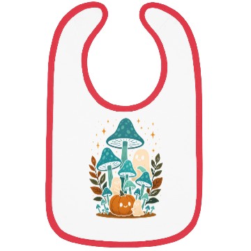 Discover Whimsical Ghost and Mushroom Halloween Scene Bibs