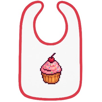 Discover Pixel Art Cupcake with Cherry Bibs