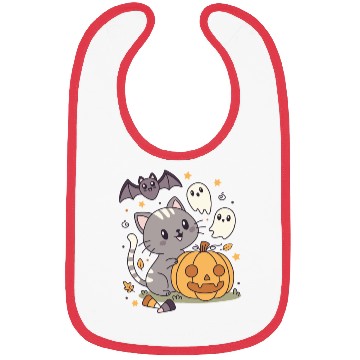 Discover Halloween Kawaii Cat Bat Pumpkin Bibs
