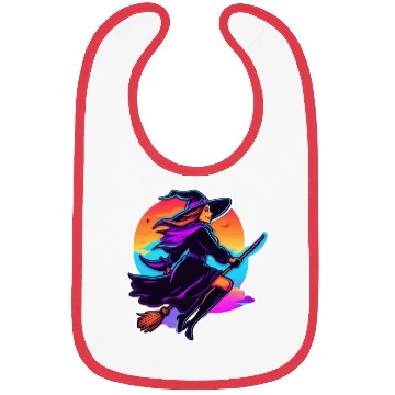 Discover Enchanted Witch on a Broom Halloween Bibs