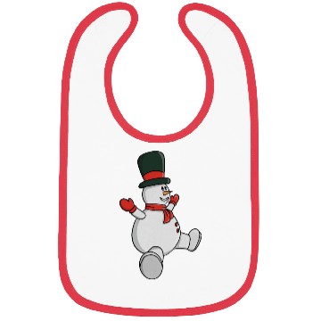 Discover Whimsical Snowman with Top Hat and Scarf Bibs