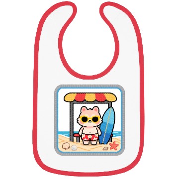 Discover Beach Bear Cartoon Patch Bibs