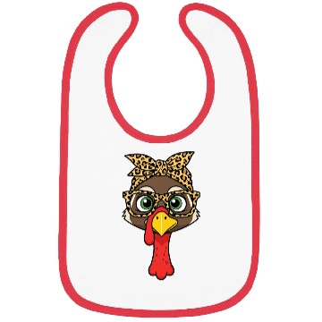 Discover Leopard Print Turkey with Glasses and Headscarf Bibs