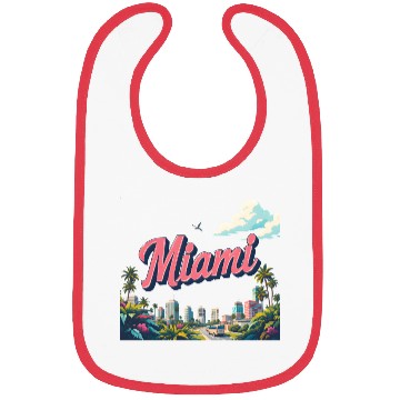 Discover Vibrant Miami Skyline with Tropical Flair Bibs