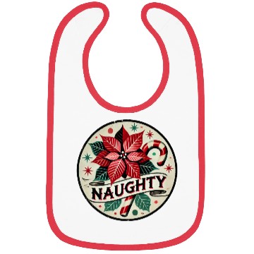 Discover Festive Poinsettia Naughty Holiday Design Bibs