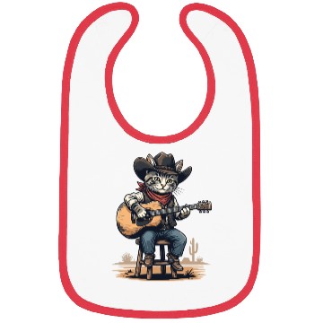 Discover Cowboy Cat with Guitar – Western Kitty Art Bibs