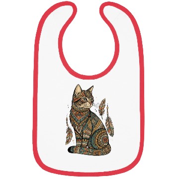 Discover Boho Mandala Cat – Tribal Patterned Feline Art Bibs
