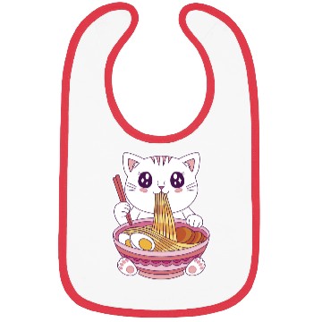 Discover Cute Kawaii Cat Eating Ramen  Bibs