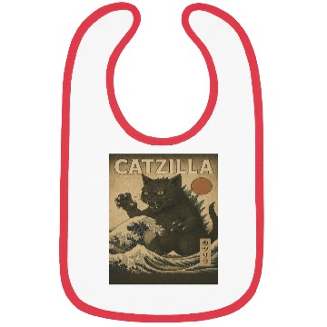 Discover Ukiyo-e Catzilla Retro Japanese Monster Cat Bibs