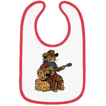 Discover Cowboy Cat Playing Guitar – Typography Art Bibs