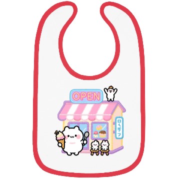 Discover Kawaii Cat Ice Cream Shop Illustration Bibs