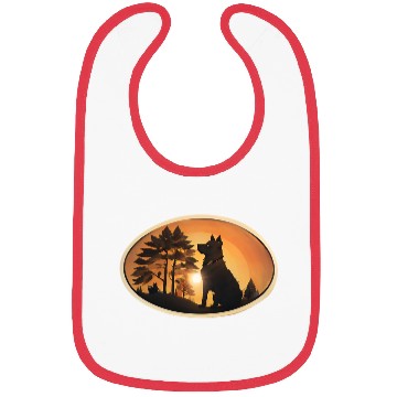 Discover Sunset Wilderness Wolf Silhouette Bibs