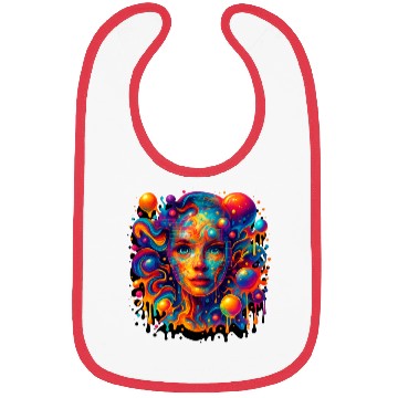 Discover Vivid Psychedelic Woman Portrait Bibs