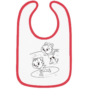 Discover Black-and-White Leopard Cubs Ice Skating  Bibs