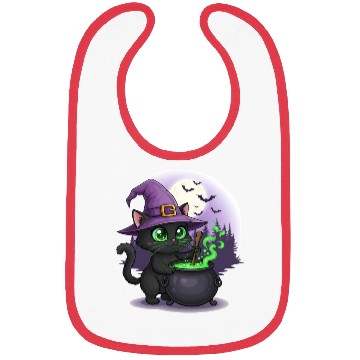 Discover Enchanting Witch Cat Under Full Moon Bibs