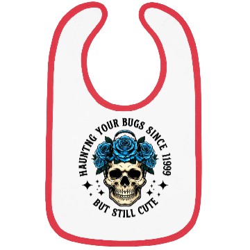 Discover Skull with Blue Rose Crown Design  Bibs