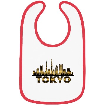 Discover Elegant Tokyo Skyline Gold Line Art Bibs