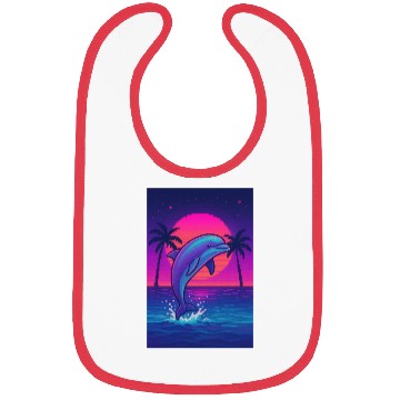 Discover Neon Dolphin Sunset Scene Bibs