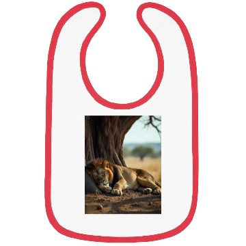 Discover Serene African Lion Resting Scene Bibs