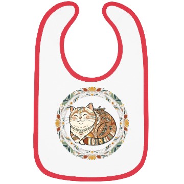 Discover Boho Cat – Smiling Feather Floral Circle Bibs