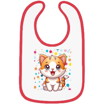 Discover Adorable Cartoon Cute Cat Polka Dots  Bibs