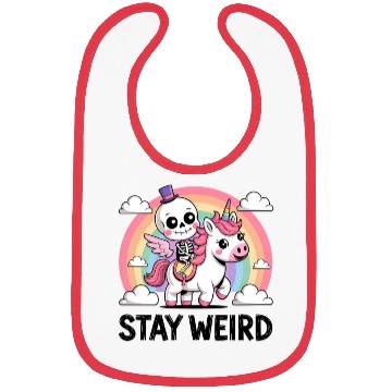 Discover stay weird skeleton unicorn Bibs