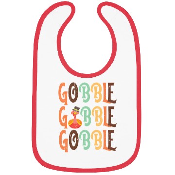 Discover Festive Turkey and Gobble Text Pattern Bibs