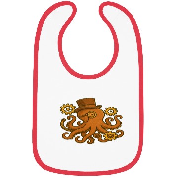 Discover Steampunk Octopus with Top Hat Bibs