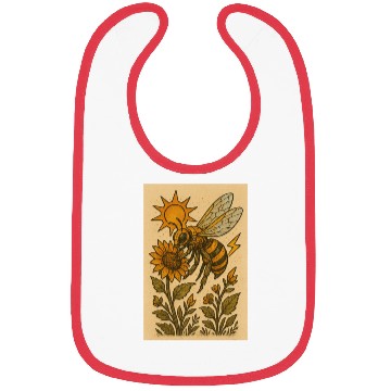 Discover Sun and Bee Botanical Illustration Bibs