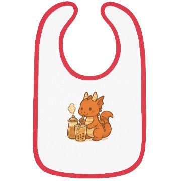 Discover Cute Dragon with Bubble Tea Design Bibs