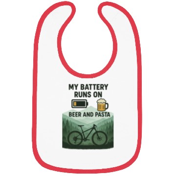 Discover Battery Icon with Beer and Pasta Theme Bibs