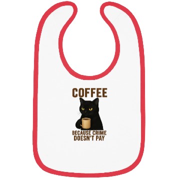 Discover Coffee and Crime Humor Cat Design Bibs