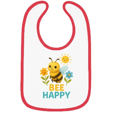 Discover Bee Happy Bibs – Cute Bee with Flowers and Sun