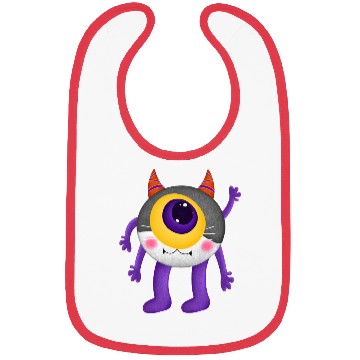 Discover Cute Monster with Single Eye and Horns Bibs