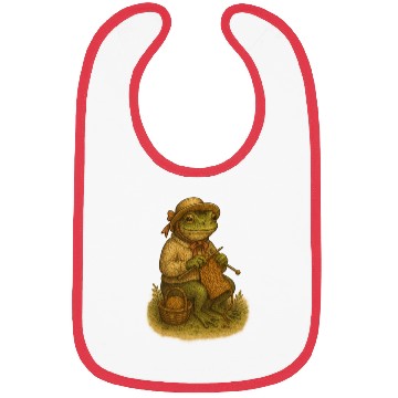 Discover Whimsical Frog Knitting Illustration Bibs