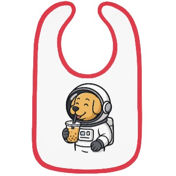 Discover Cute Dog Astronaut Drinking Bubble Tea Bibs