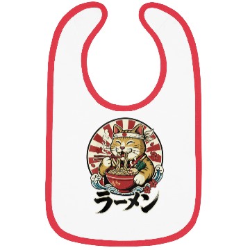 Discover Victory Cat Ramen Illustration Bibs