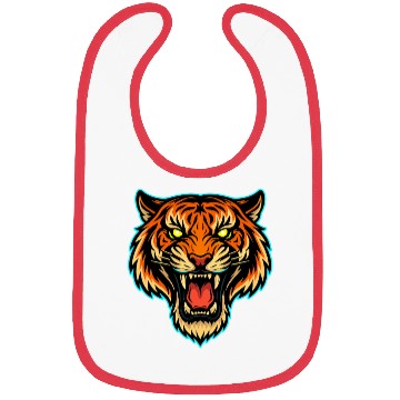 Discover Vibrant Roaring Tiger Illustration Bibs