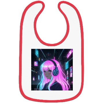 Discover Neon Cyber Girl Illustration Bibs