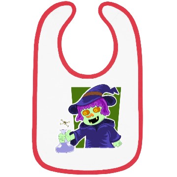 Discover Playful Zombie Witch Cartoon Design Bibs