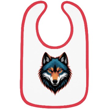 Discover Vivid Wolf Head Illustration Bibs