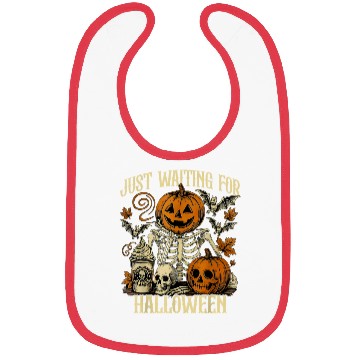 Discover Just Waiting For Halloween Skeleton Spooky Season Bibs