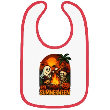 Discover Summerween Campfire Ghost Skeleton Funny Halloween Bibs