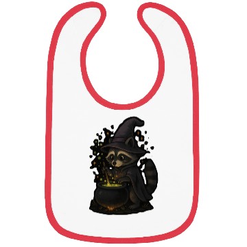 Discover Mystical Raccoon Witch in Magic Cauldron Bibs