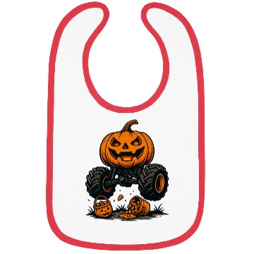 Discover Pumpkin Head Monster Truck with Off-Road Features Bibs