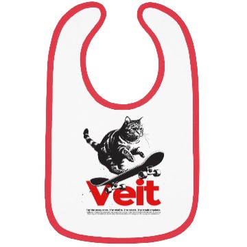 Discover Cool Cat Skateboard with cute Boy Name VEIT Bibs