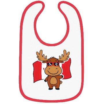 Discover Playful Moose with Canadian Flag Bibs