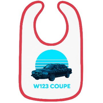 Discover Black W123 Coupe – Neon Retro 80s Style Automotive Bibs
