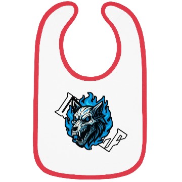 Discover Fierce Wolf Skull with Blue Flames Bibs